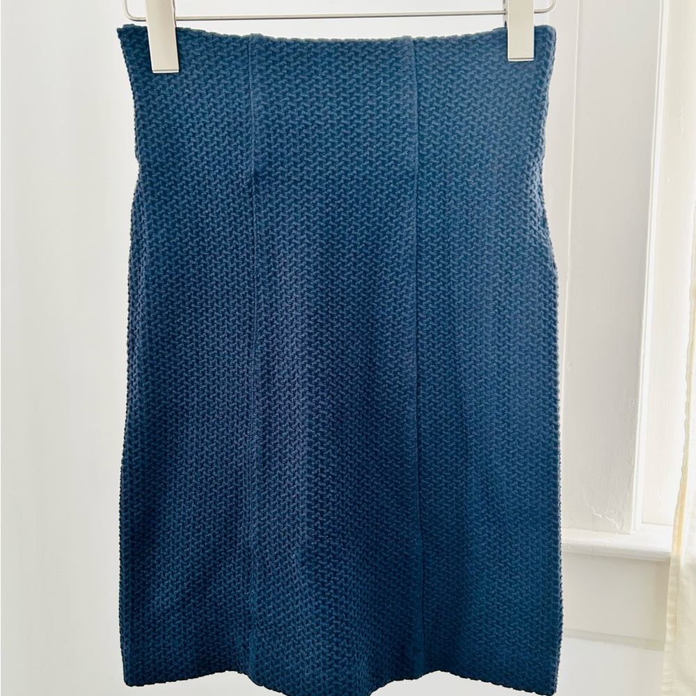 NWOT Ganni High Waisted Textured Knit Ponte Pencil Skirt Navy S